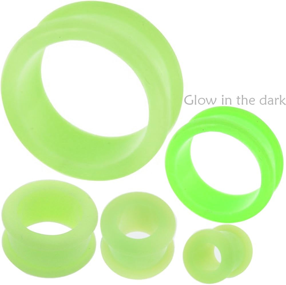 1 Pair 00 gauges 00g 00 G 10mm silicone Glow in the dark
