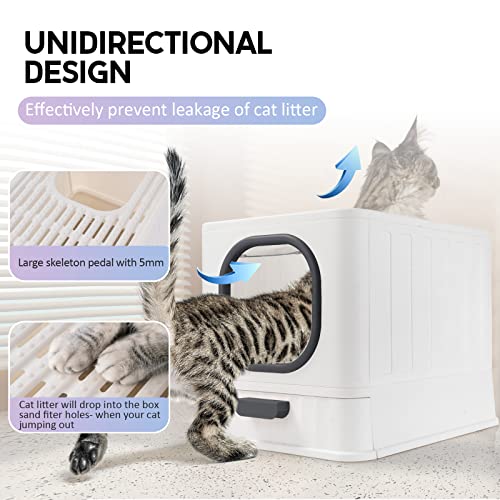 Foldable Cat Litter Box with Lid, Fully Enclosed Anti-Splashing