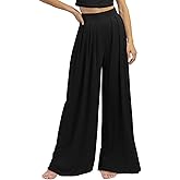 PEIARA Womens Wide Leg Pants Casual Palazzo Flowy Pleated Trouser Woman Elastic High Waisted Loose Fit Lounge Pant Comfy 2025