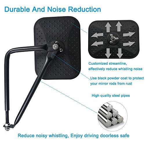 image for Bentolin Shake Proof Door Off Mirrors,Quick Release Adventure Mirrors 