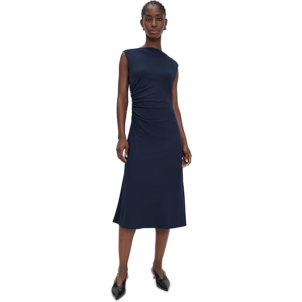 Theory Women's Pleat Combo Dress, Nocturne Navy, P at Amazon
