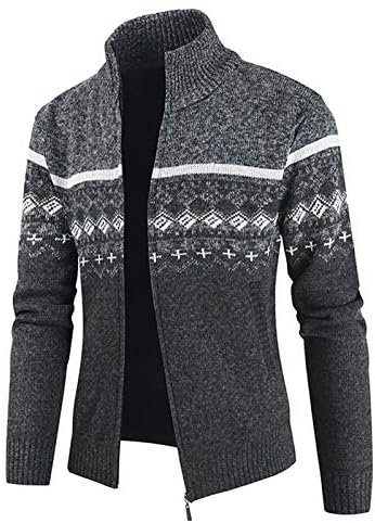 メンズ セーター カーディガン ニット ジャケット 羽織 長袖ジップ スタンドカラー 裏起毛 厚手 防寒 男性用 大きいサイズ 春 秋 冬