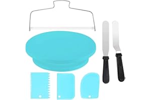 Cake Decorating Turntable,Cake Decorating Supplies With Decorating Comb/Icing Smoother(3pcs),2 Icing Spatula With Sided & Ang