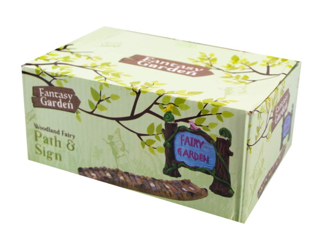 Fairy Garden Accessories Miniature Statues Secret Enchanted World Home Outdoor Ornaments (Path & Sign)