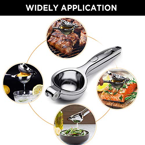 OneBom Lemon Juicer, Stainless Steel Lemon Lime Squeezer Handheld Press, with 2 Orange Peelers,Premium Long Lasting Citrus Juicer - Thumbnail 5