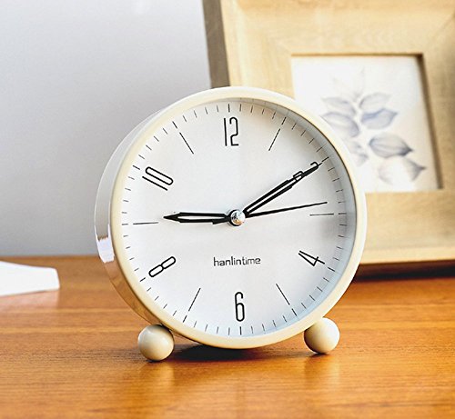 Vintage Feel 4.25" Desk & Shelf Clocks Is Battery Operated-Quiet and luminous Country Style Digital Home Furnishings Decorated HD Glass Lens, Easy to Read,For School office home bedside (Beige)