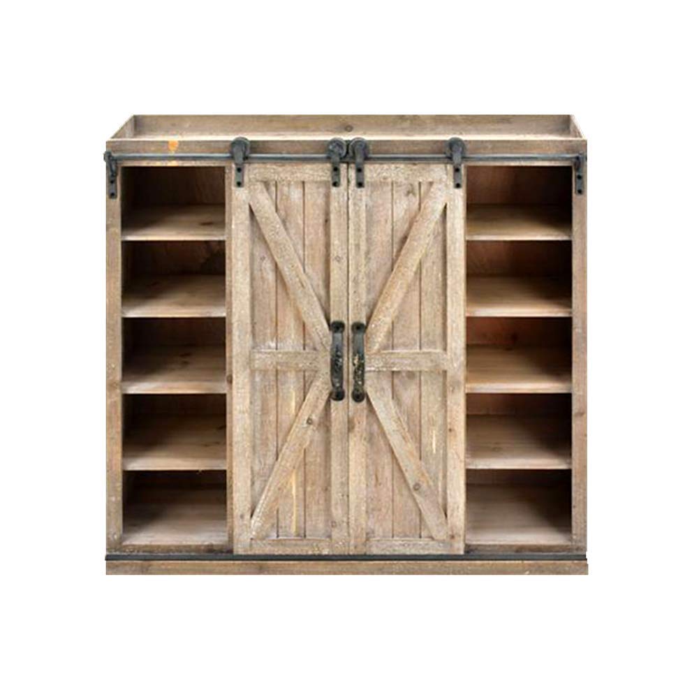 Paris Loft Rustic Wood Wall Storage with Sliding