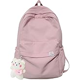 Eagerrich Aesthetic Backpack Cute Backpack School Supplies Laptop Bag for Teens Girls Women Students Solid Color