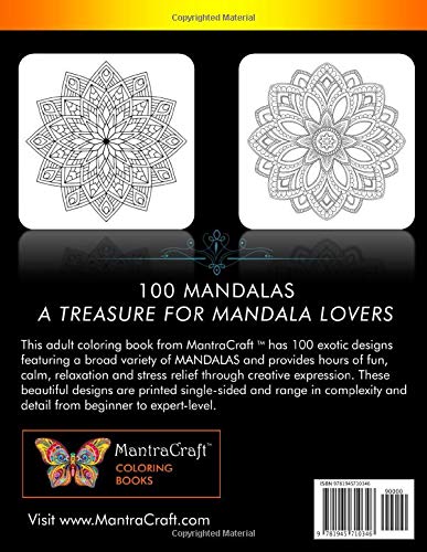 Download Amazon Com Coloring Book For Adults 100 Mandalas Stress Relieving Mandala Designs For Adults Relaxation 9781945710346 Mantracraft Books