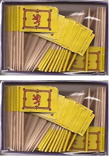 2 Boxes of Mini Scotland Lion Toothpick Flags, 200 Small Mini Scottish Lion Flag Cupcake Toothpicks or Cocktail Sticks & Picks
