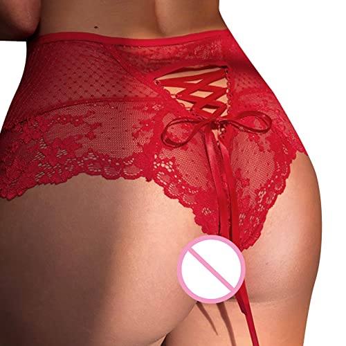 Women Bandage Design Sexy Lace Flower Underwear Mid Waist Transparent  Hollow Out Granny Panties plus Size Silk Red, Blue in Saudi Arabia