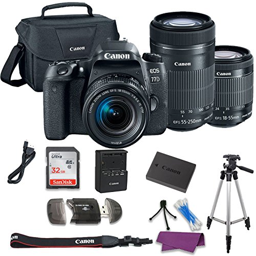 Canon EOS 77D DSLR Camera with EF-S 18-55mm f/4-5.6 IS STM Lens + EF-S 55-250mm f/4-5.6 IS STM Lens