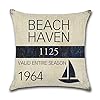 Vintage Series Throw Pillow Case U-Love Beach Cushion Cover for 18 X 18 Inch Nautical Pillow Inserts,4 Pack Coastal…