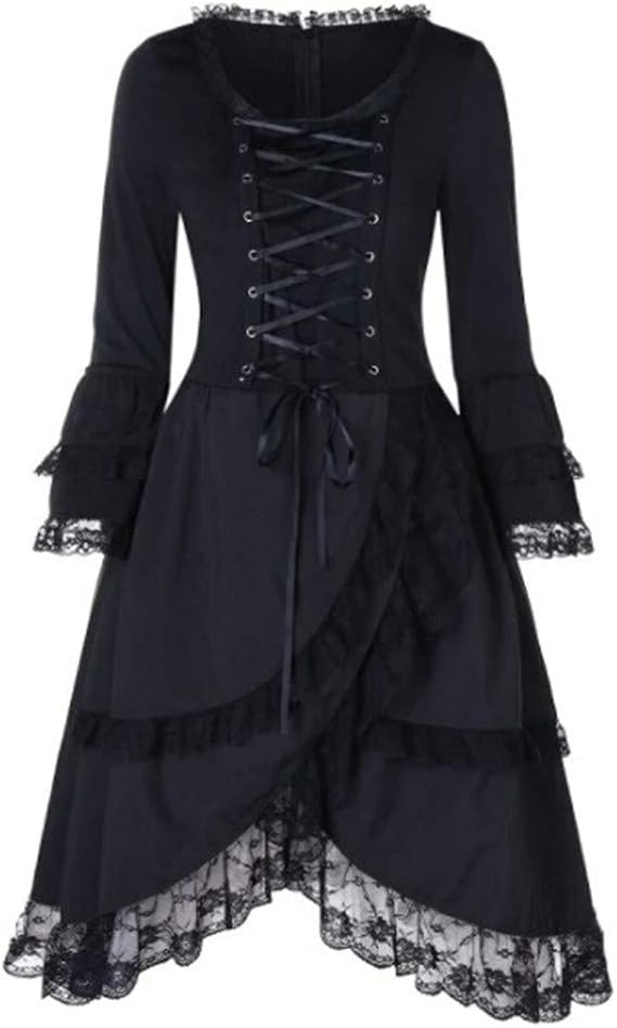 Amazon Co Jp ドレス ステージ衣装 レディース ヴィンテージレースウエストステッチプリンセスドレス 洋服 お嬢様 中世ヨーロッパ ワンピース ロリータ 貴族風 忘年会 パーティー 演劇 舞台 レトロ フリル 余興 コスプレ 魔女 ハロウィン仮装 服 ファッション小物