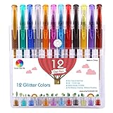 Smart Color Art - 12 Color Glitter Gel Pen Set | Colors Included: Glitter | for Coloring, Sketching, Drawing, Painting , Writing & Custom Artistic Creations!