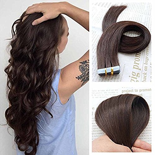 SHOWJARLLY 20" Remy Tape in Hair Extensions Human Hair 20Pcs/Set 2