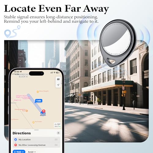 QCOQ Air Tags 4 Pack, Smart Key Finder Work with Find My (iOS Only), 100dB Bluetooth Tracker, Smart Tag with Keychain/Lanyard, Item Finder for Luggage/Key/Suitcases, Replaceable Battery