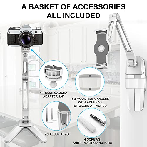 AboveTEK Under iPad Mount, 3 in 1 Highflex 360° iPad Wall Mount for Kitchen, Tablet