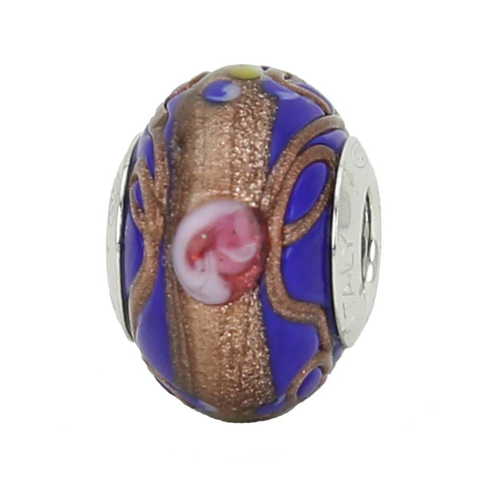 Glass Of Venice Murano Glass Sterling Silver Fiorato Blue Charm Bead