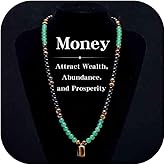 Aonklot Money Necklace for Women Money Attraction Necklaces Jade Tiger Eye Wealth Necklace Lucky Healing Crystal Jewelry Gift for Friends Good Fortune Jewelry