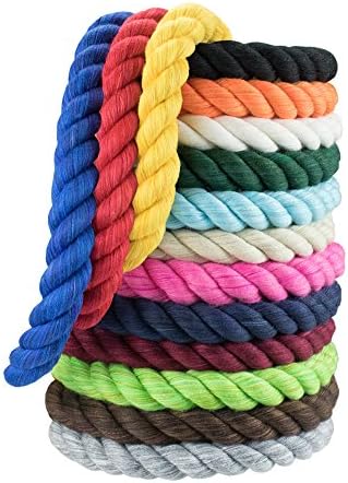WCP Twisted Cotton Rope 3 Strand Natural Artisan Cord 1/4 Inch, 1/2 Inch Super Soft by the foot in 10 Feet, 25 Feet, 50 Feet, 100 Feet and Full Spools