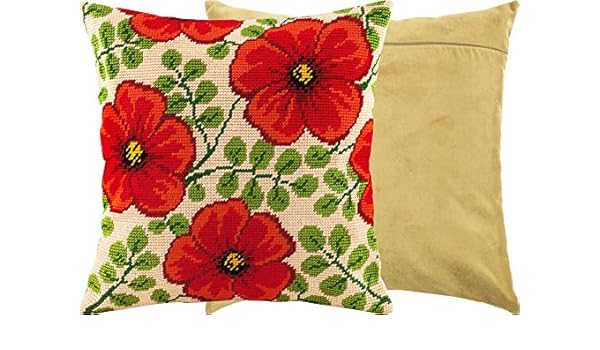 Needlepoint Kit European Quality Printed Tapestry Canvas Throw Pillow 16/&times;16 Inches Lilies