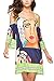 Anatoky Womens Cold Shoulder Spaghetti Strap Tribal Printed Summer Shift Dress,Pattern 8,XX-Large