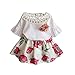 FEITONG Kids Girls Letter Butterfly Shirt Top Flowers Skirt Set Clothing White