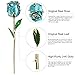 DeFaith Real Rose 24K Gold Dipped, Forever Gifts for Her Valentines Day Anniversary Wedding and Proposal, Attractive Luster and Natural Shape - Teal Blue with Moon Stand