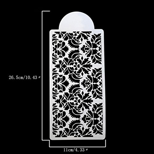 VESNIBA Baking Tool Side Decor Mould Damask Lace Flower Border Fondant Cake Stencil