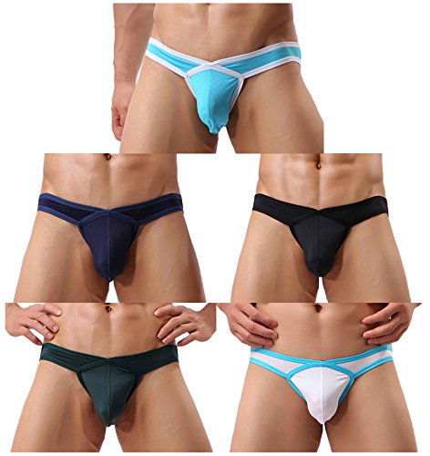Men s mesh silk briefs low rise sexy bikini underwear 5…