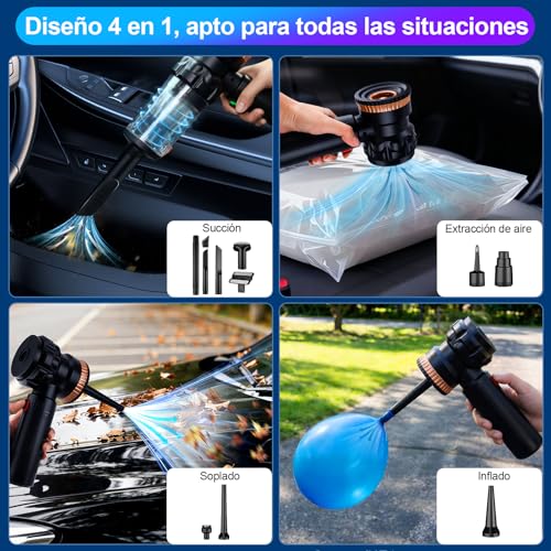 Powerful Car Vacuum Cleaner, 28000Pa Portable Cordless Handheld Vacuum Cleaner | Rechargeable with 3 Levels Adjustment, 4 in 1 Car Vacuum Cleaner with Brushless Motor for Pet/Car/Camper Hair