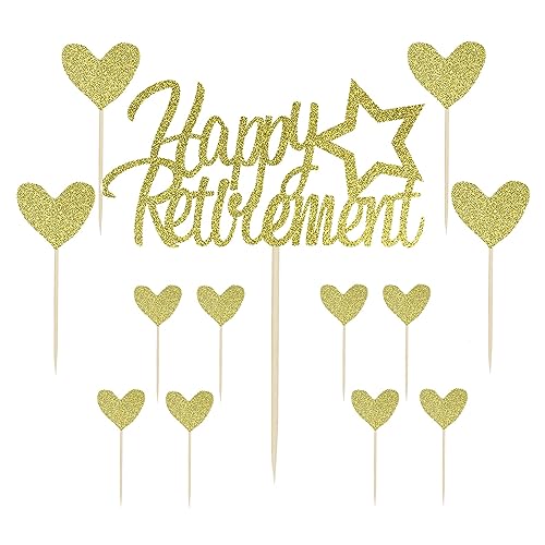 Gold Happy Retirement Cake Toppers