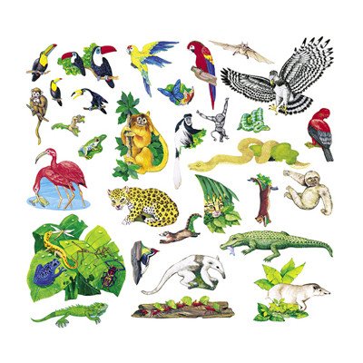 Little Folk Visual  Felt Fun - Jungle Rainforest Animals Set - 23 Precut Flannel Board Figures