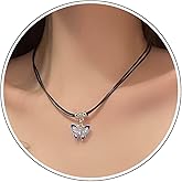Zeshimb Boho Gold Butterfly Choker Necklace Layered Black Leather Rope Butterfly Necklace Dainty Cubic Zirconia Butterfly Pendant Necklace Cute Enamel Butterfly Necklace Chain Jewelry for Women