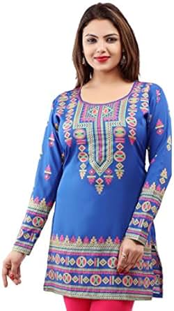 Amazon.com: Indian Tunic Top Womens Kurti Printed Blouse