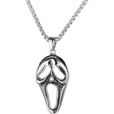 EENSYWEENSY Horror Ghost Necklace - Stainless Steel Pendant, Halloween Gift‌