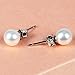 Jane Stone Sterling Silver Stud Earrings White Freshwater Pearl Earrings for Women Girls Bridal Jewelry