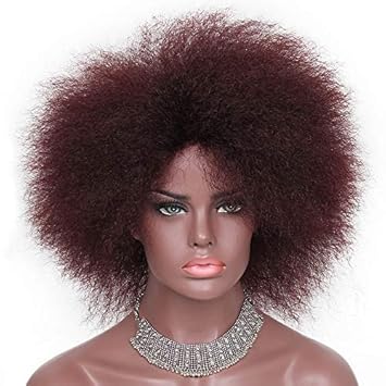 Buy Red Afro Wigs 70s Kinky Straight Hair Wigs For Black Women