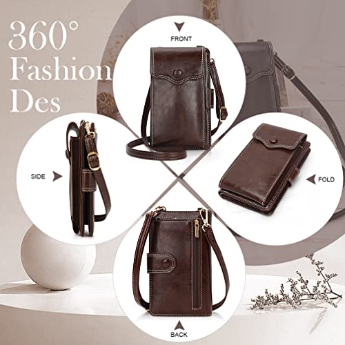 YOVIEE Small Crossbody Bags For Women,Multi-Function Cell Phone Shoulder Bag,Clutch Purse Handbags RFID Wristlet Wallet,Large Capacity Card Holder - Coffee