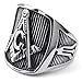 KONOV Mens Stainless Steel Ring, Freemason Masonic, Black Silver, Size 10