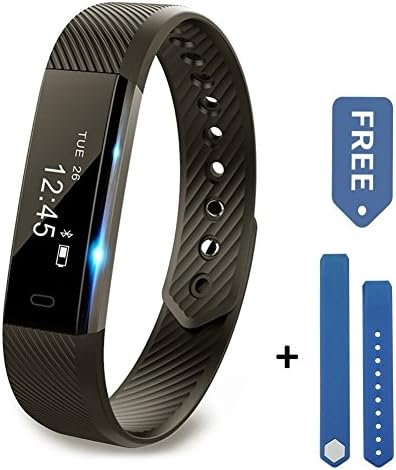Fitness Activity Tracker Watch - Sazooy Waterproof Bluetooth Smart Bracelet Wristband with Slim Touch Screen Pedometer Sleep Monitor Call Message Reminder for Android iOS (Black 2)