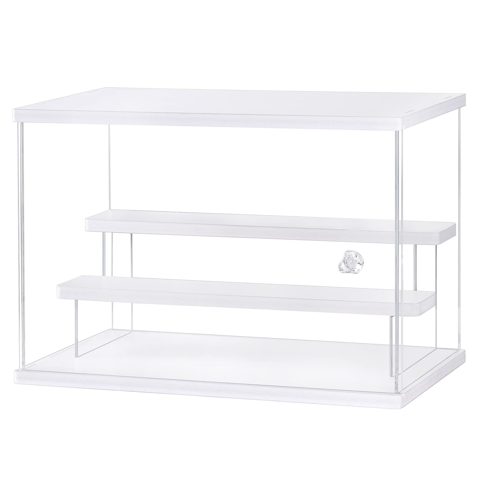 Lilezbox Clear Acrylic Display Case with Ladder Clear Storage Box Countertop Box Cube for Collectibles,Dustproof Protection Showcase for Action Figures Toys Collectibles, (12.5 X 7 X 8.5 in,white)