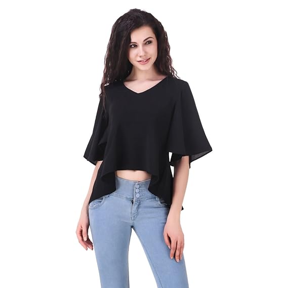 black top with flared sleeves