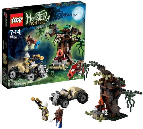 Lego Year 2012 Monster Fighter Series Battle Scene Set #9463 - THE WEREWOLF with Hot Rod Vehicle, Tree, Moonstone, Blunderbuss Weapon Plus Major Quinton Steele and Werewolf Minifigures (Total Pieces: 243)