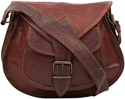 Indicraft - 7"inch Tall & 9"Inch long Full Grain Veg Tan Handmade Women Genuine Brown Leather Cross Body Shoulder Bag Handmade Purse, Everyday Satchel City Party Weekend Festival Bag By Indicraft Inc