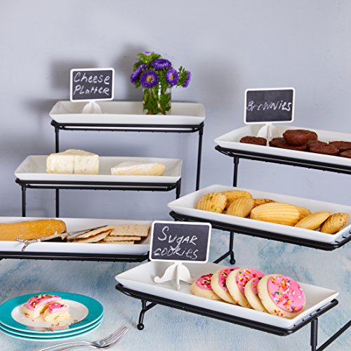 12 Pack Two-Sided Mini Chalkboard Signs with Supporting Easels: Rectangle Chalkboard Decoration For Message Board Signs | For Weddings, Parties & Buffet Tables