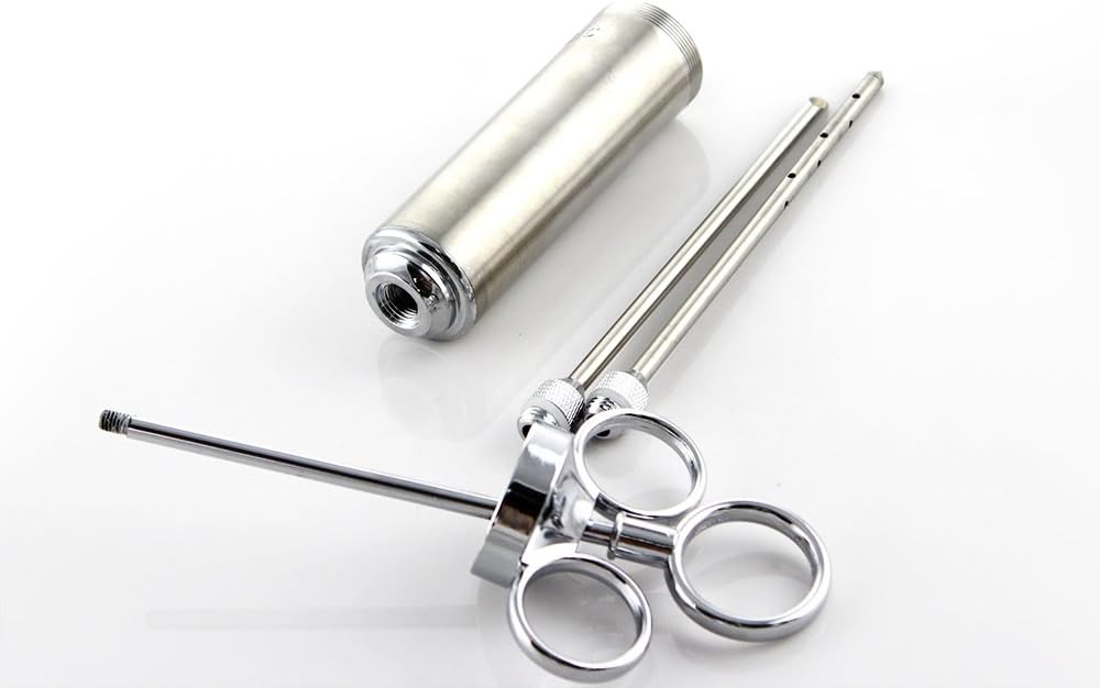 BECUTE Stainless Steel Meat Seasoning Injector 2 Oz Capacity with Marinade Needles