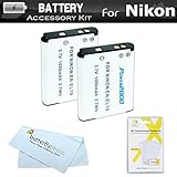 2 Pack Battery Kit For Nikon Coolpix S3700, S2800, S2900, S33, S7000, S6900, S4300, S5200, S6500, S6800, S5300, S3600, S32, W100, A300 Digital Camera Includes 2 Replacement EN-EL19 Batteries + More