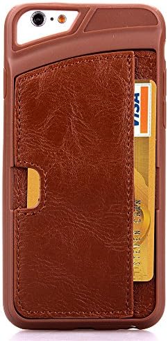 MeGi Stylish iPhone 6Plus Wallet Case -Card Leather Case for iPhone 6Plus (5.5 inche) Slight Lip Protects Screen Tight and Size-accuracy Carrying Case (Brown)